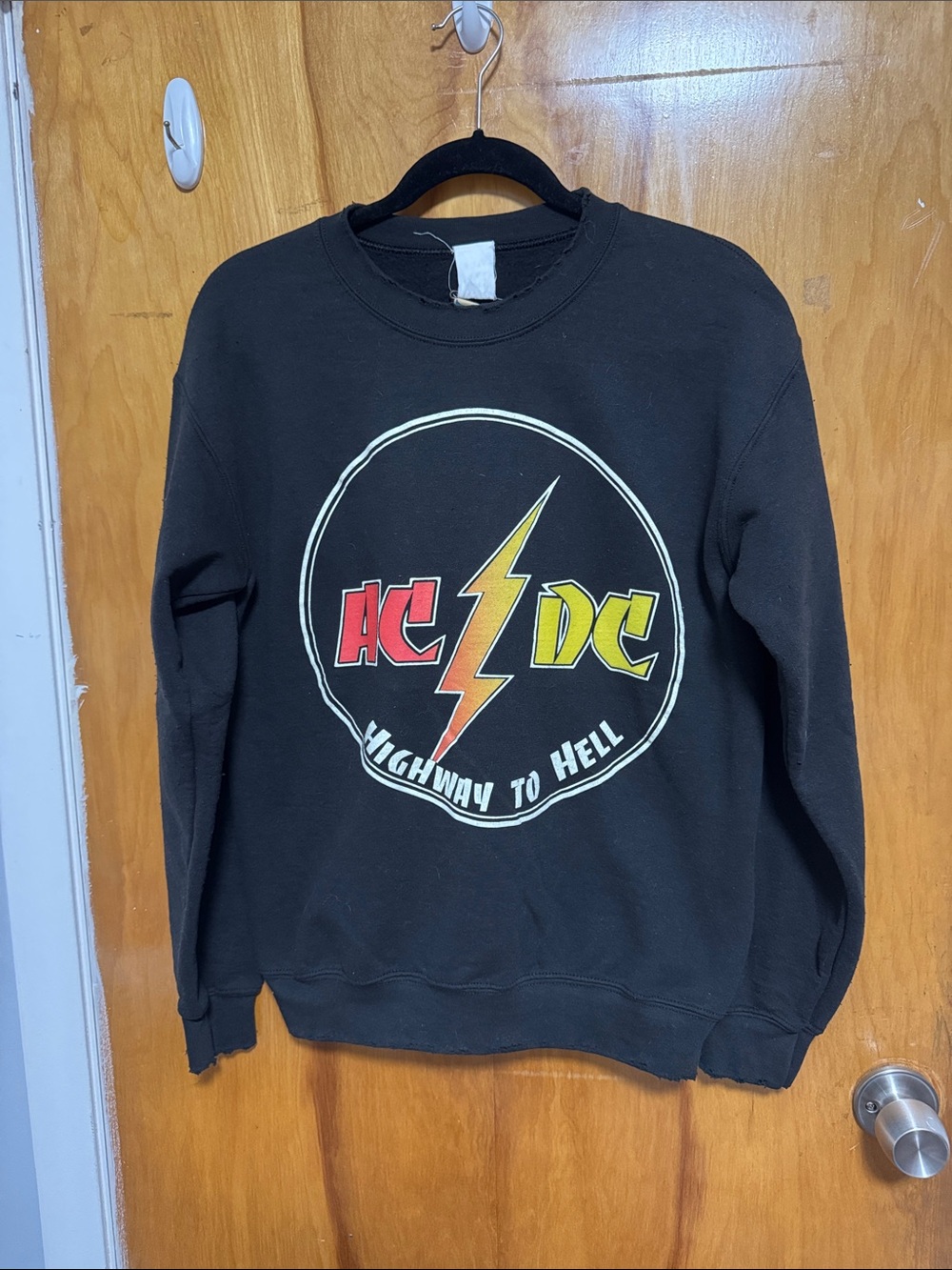 MadeWorn Black AC/DC Lightning Graphic Crewneck Sweatshirt